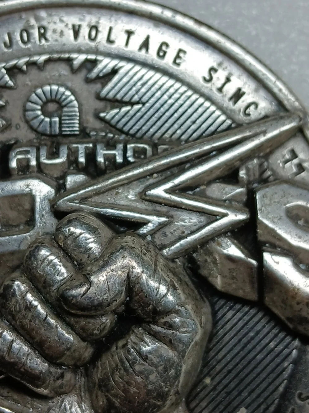 Akademiks Silver Fist Lightning Medallion Belt Buckle